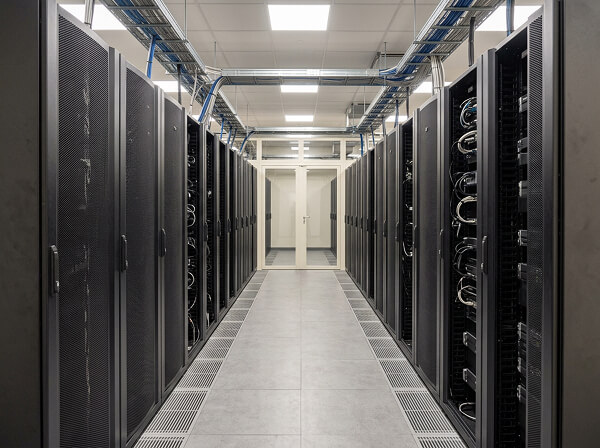 Cold aisle inside the data center