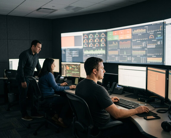Operations team monitoring infrastructure