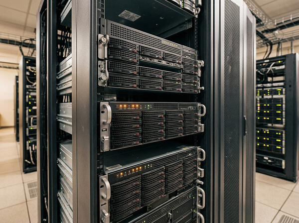 Dedicated server hardware in rack