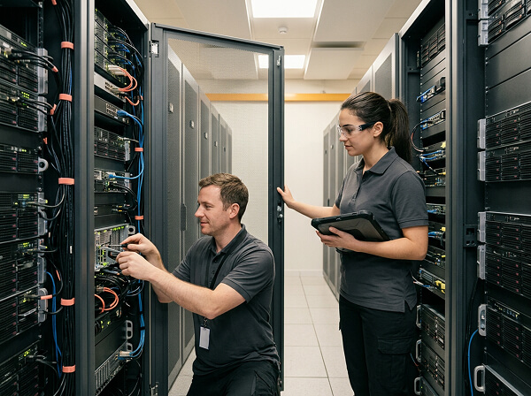 DediStart team working in the server room